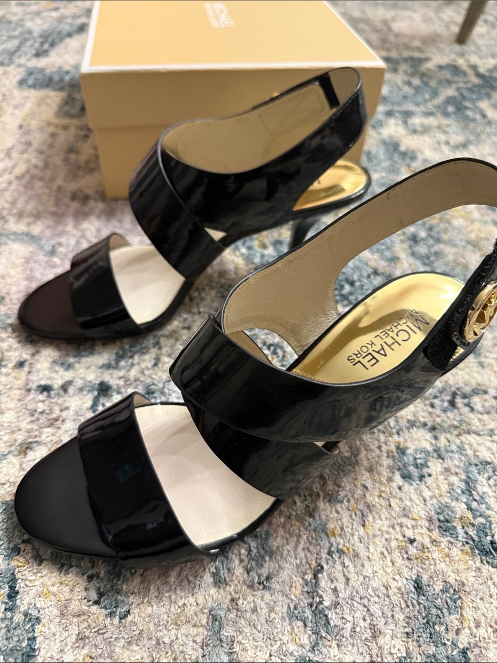Michael Kors Black Patent Leather High Heel Sandals